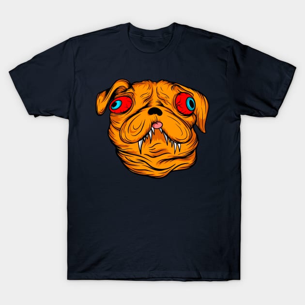 Crazy pug dog cartoon illustration T-Shirt by SpaceWiz95